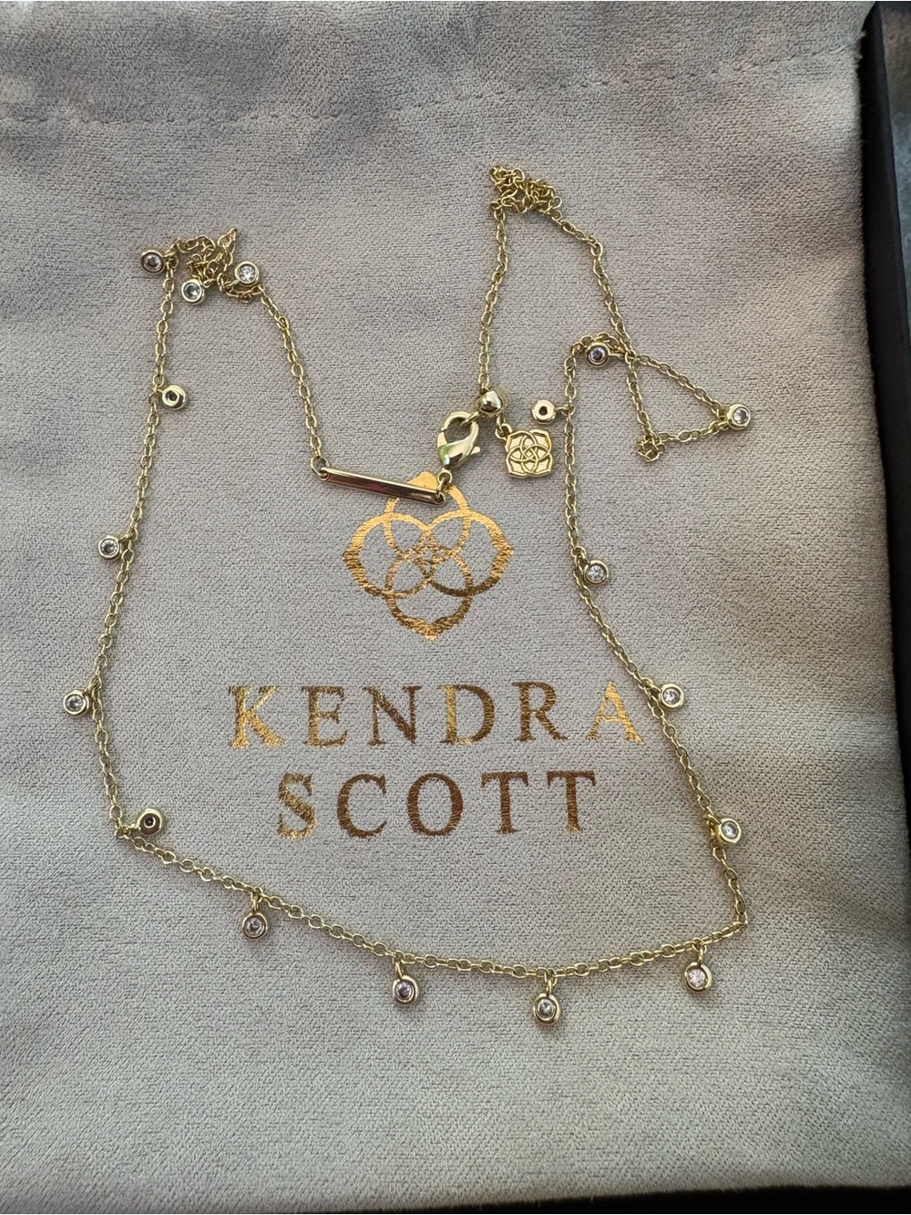 Kendra Scott Gold Dangle Crystal Station Necklace - Gold